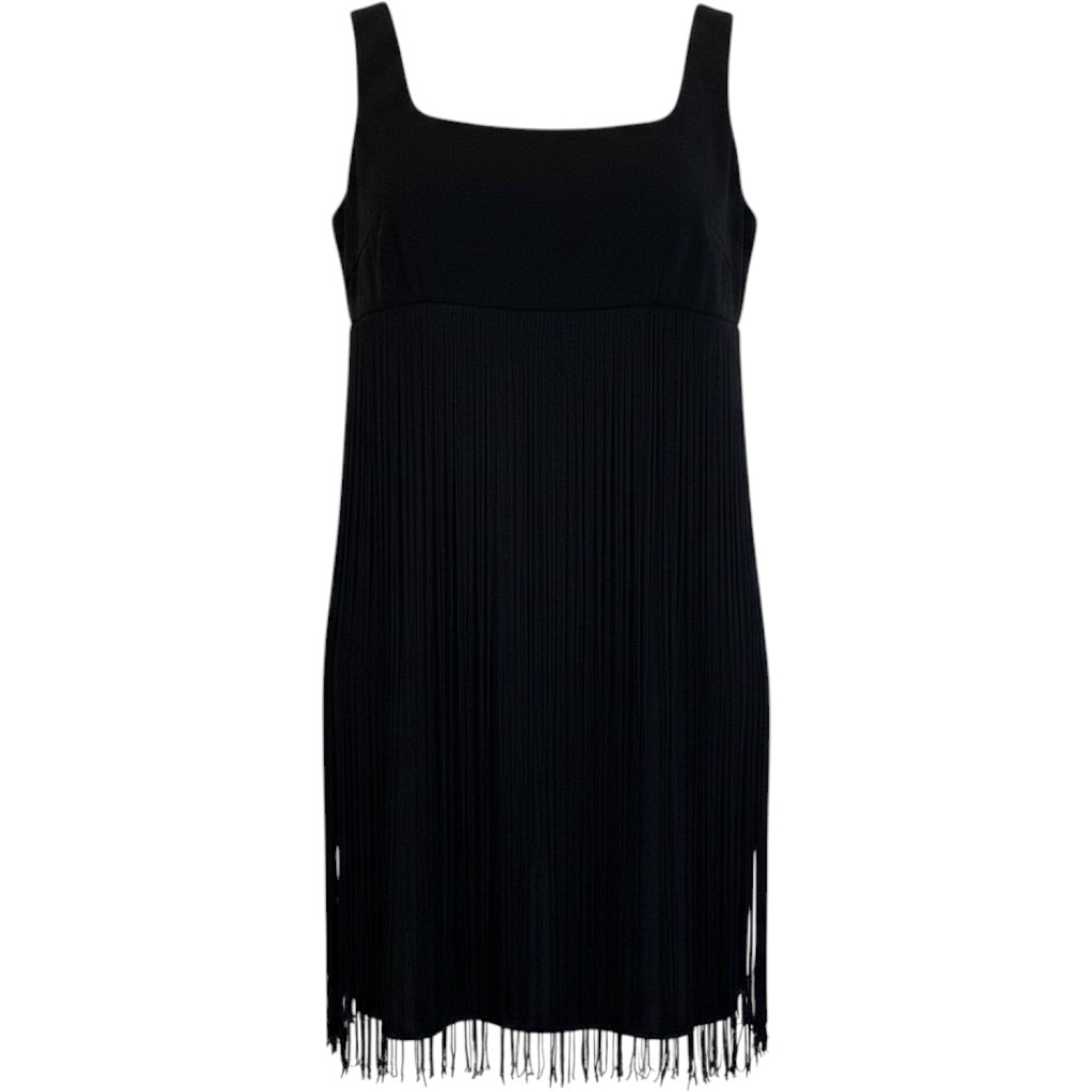Vtg J Harris Womens Short Black Fringe Dress Size 10 Cocktail Flapper 40s Party